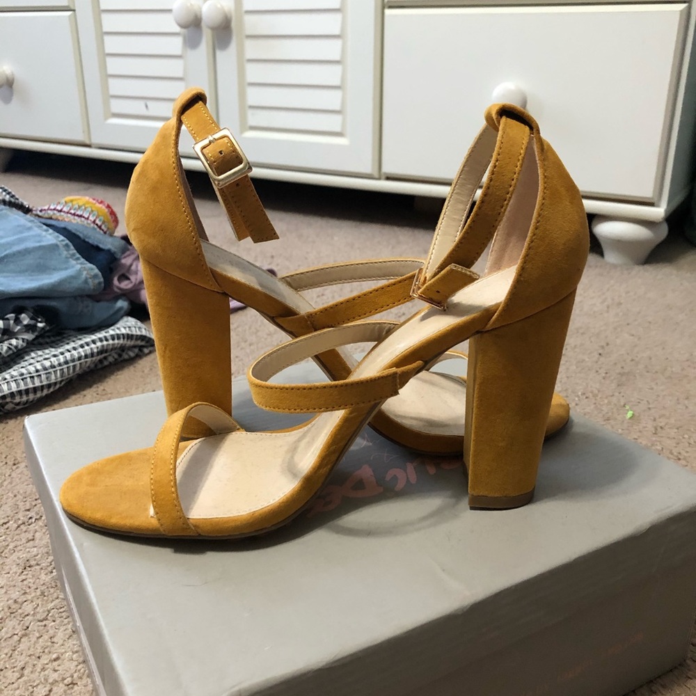 Yellow strap high heels